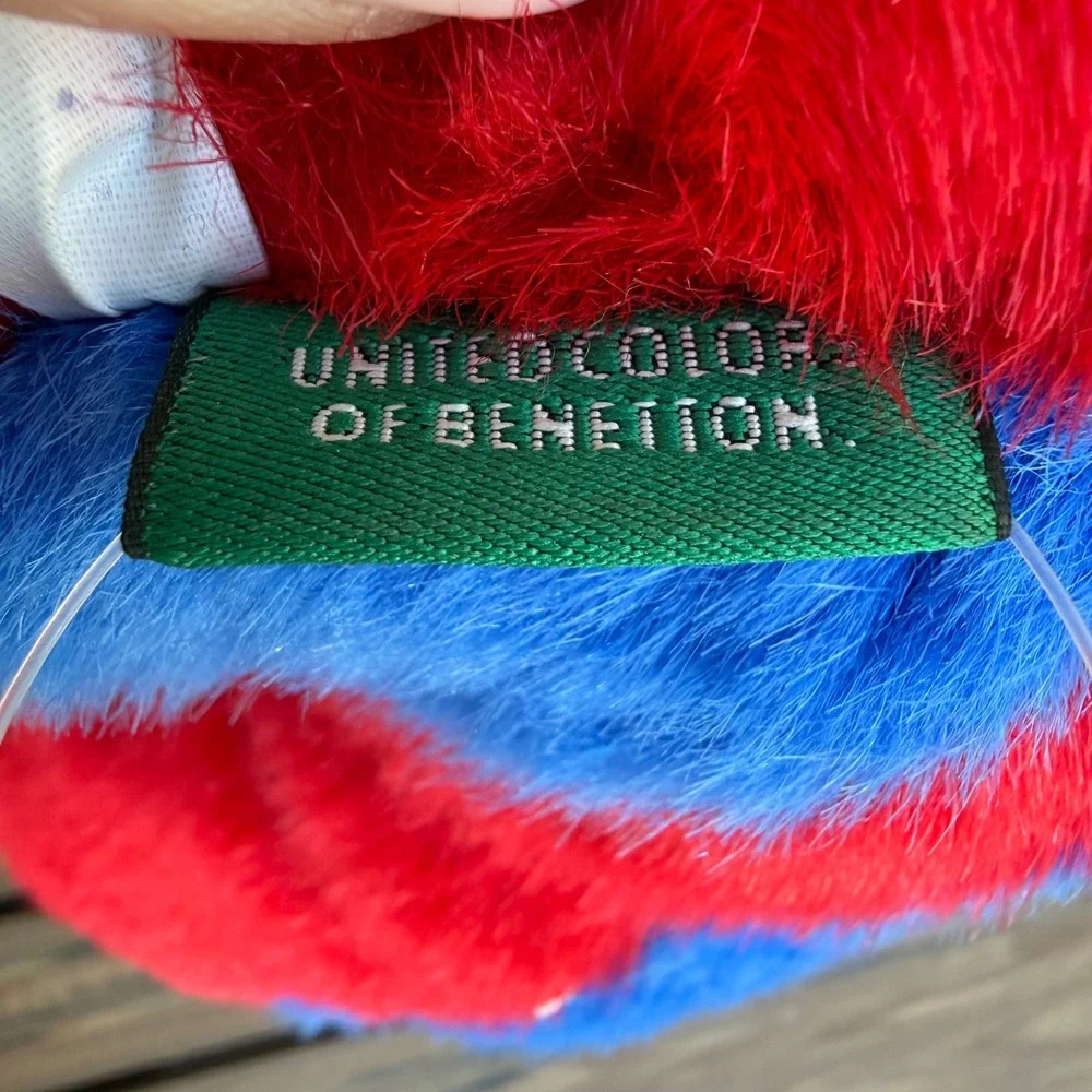 Vintage United Colors of Benetton Color Block Teddy‎ Bear Plush Red Blue Green